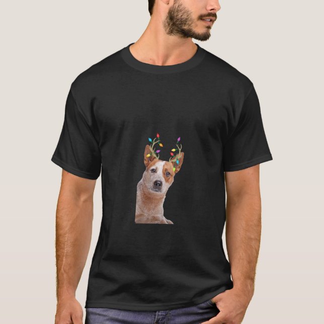 Womens Australian Cattle Dog Reindeer Christmas V  T-Shirt (Vorderseite)