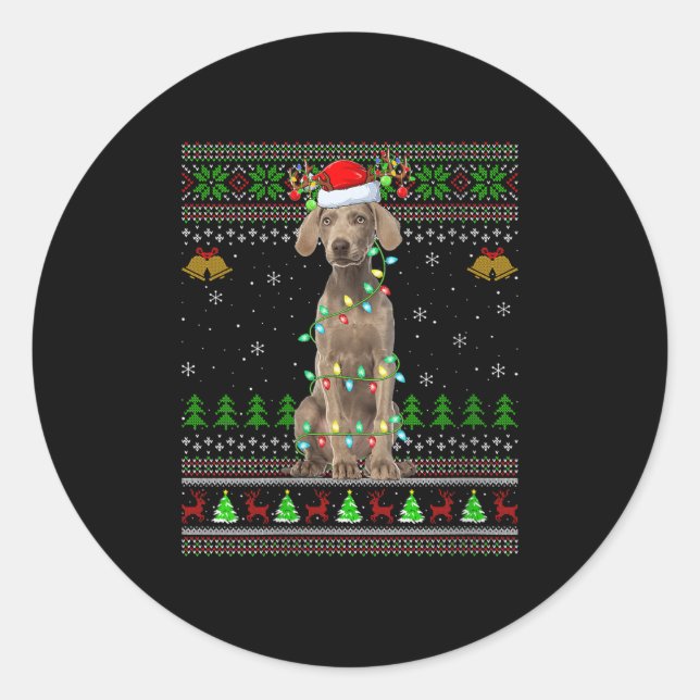 Womens Australian Cattle Dog Ugly Christmas Sweate Runder Aufkleber (Vorderseite)