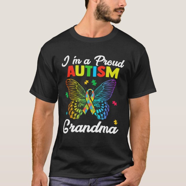 Womens Autism Awareness Butterfly I m A Proud Auti T-Shirt (Vorderseite)