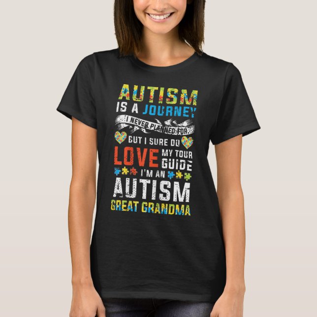 Womens Autism grandma Great Grandma Journey Quote T-Shirt (Vorderseite)