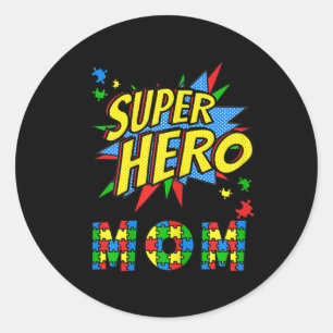 Womens Autismus Awareness für Super Hero Mama Blue Runder Aufkleber