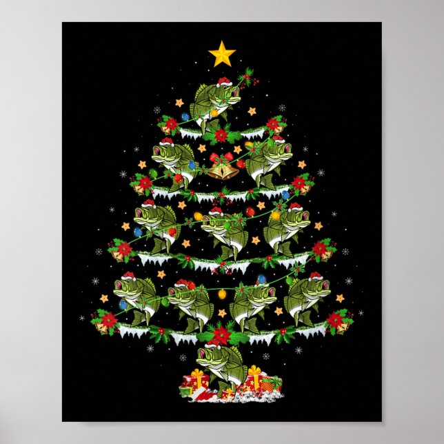 Womens B Fish Christmas Tree Lights Funny B Fishin Poster (Vorne)