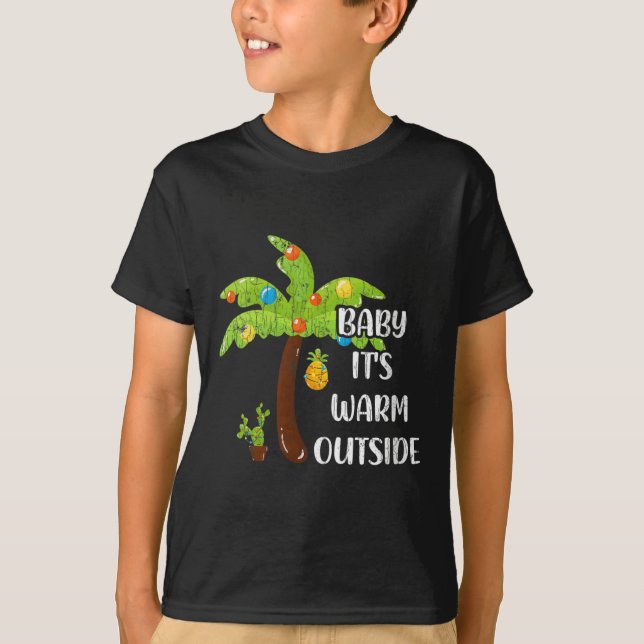 Womens Baby It's Warm Outside Funny Christmas In J T-Shirt (Vorderseite)