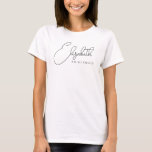 Womens Bachelorette Bridesmaid Script Wedding T-Shirt<br><div class="desc">Benutzerdefiniertes Hinzufügen von Bildtext hier Bekleidung Bekleidungsvorlage Personalisierte Vorderseite Design Print Women's Schwarz-weißen Junggeselinnen-Abschied Bridesmaid Script Name Basic T - Shirt.</div>