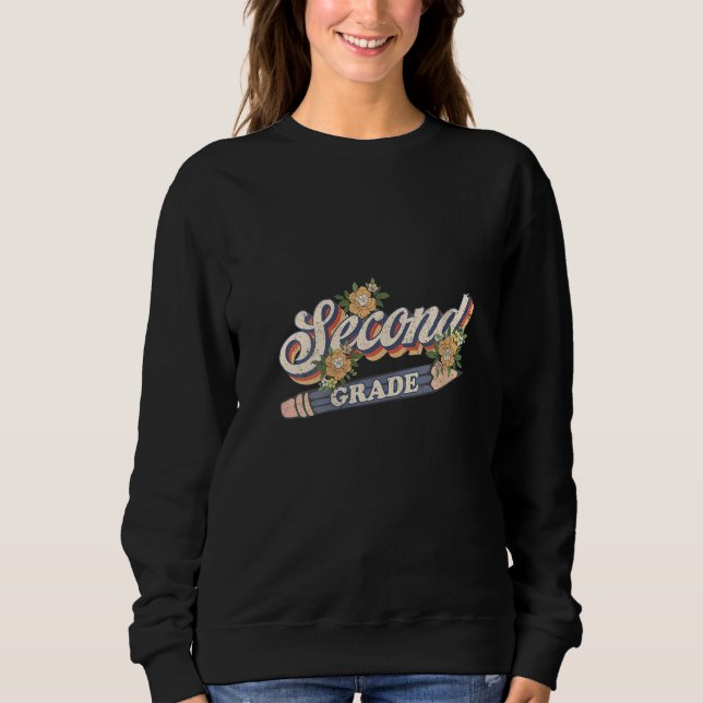 Womens Back To School Second Grade 2nd Grade Penci Sweatshirt (Vorderseite)