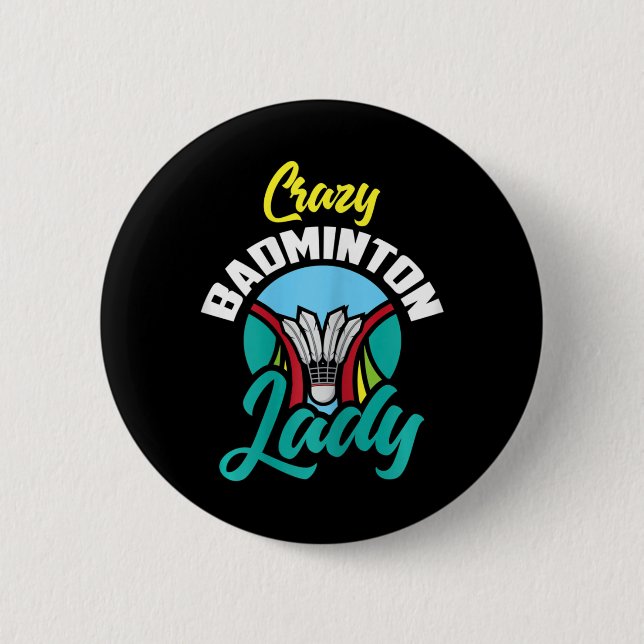 Womens Badminton Shirt Funny Crazy Badminton Lady Button (Vorderseite)