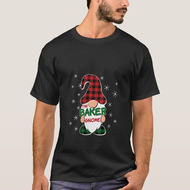 Womens Baker Gnome Buffalo Plaid Matching Family C T-Shirt (Vorderseite)