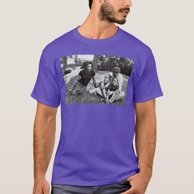 Womens Barack Obama Young with Kids and Michelle V T-Shirt (Vorderseite)