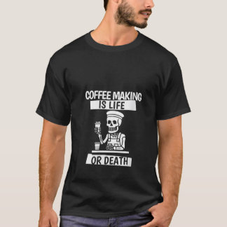 Womens Barista Skeleton Cafe Coffeine Kaffee Bean  T-Shirt