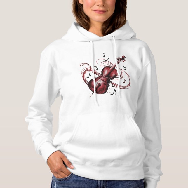 Women's Basic Abstract Violin Hooded Sweatshirt (Vorderseite)