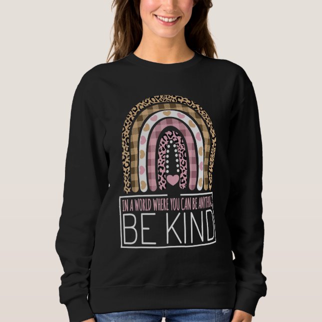 Womens Be Kind Kids Kindness Teacher Outfits Leopa Sweatshirt (Vorderseite)