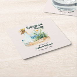 Womens Beach and Blume Themed Retirement Party Rechteckiger Pappuntersetzer