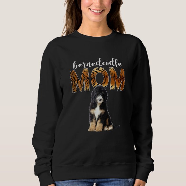 Womens Bernedoodle Mom Mama Doodle Dog  Leopard Pu Sweatshirt (Vorderseite)