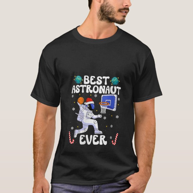 Womens Best Astronaut Ever Christmas Basketball Ho T-Shirt (Vorderseite)