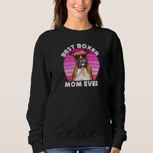 Womens Best Boxer Mom For Women Retro Boxer Dog  O Sweatshirt (Vorderseite)