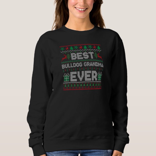 Womens Best Bulldog Grandma Ever Christmas Pjs Mat Sweatshirt (Vorderseite)