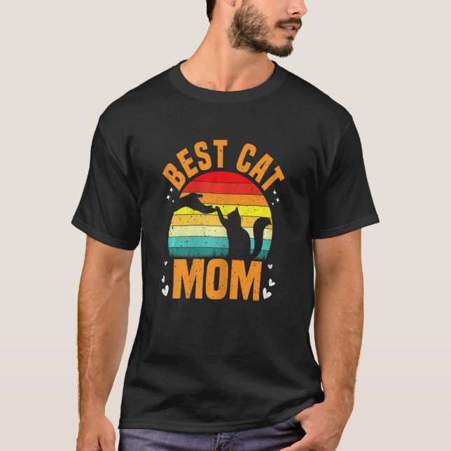 Womens Best Cat Mom Ever Cat Mum Cats Father Vinta T-Shirt (Vorderseite)