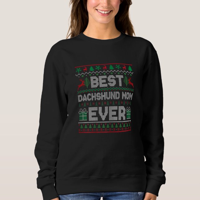 Womens Best Dachshund Mom Ever Christmas Pajamas M Sweatshirt (Vorderseite)