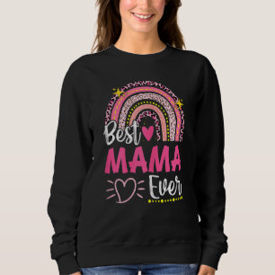 Womens Best Mama Ever Leopard Rainbow New Oma Sweatshirt