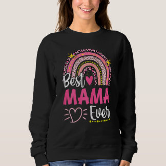 Womens Best Mama Ever Leopard Rainbow New Oma Sweatshirt