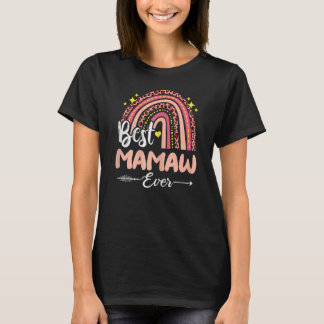 Womens Best Mamaw je Rainbow Leopard Kariert Mothe T-Shirt