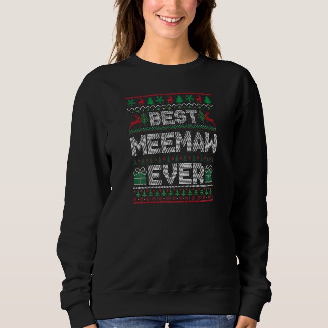 Womens Best Meemaw Ever Christmas Pajamas Matching Sweatshirt (Vorderseite)