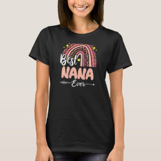 Womens Best Nana Ever Rainbow Leopard Pläd Mother T-Shirt