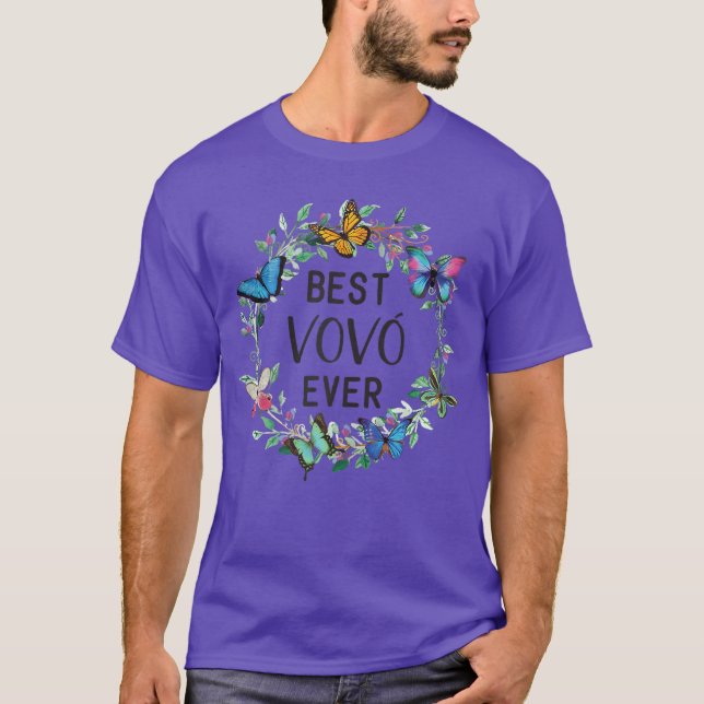 Womens Best VoVo Ever Butterfly Floral Personalize T-Shirt (Vorderseite)