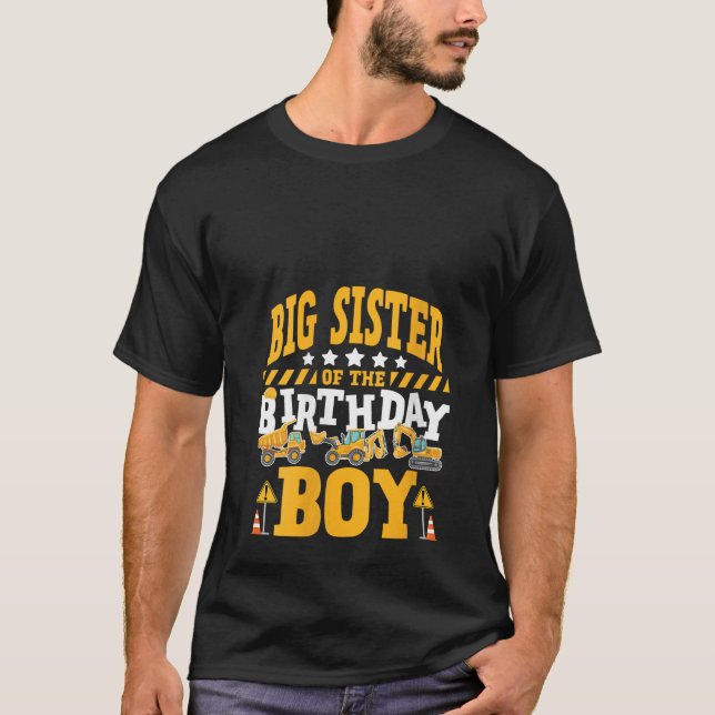 Womens Big Sister of the Birthday Boy Excavator Co T-Shirt (Vorderseite)