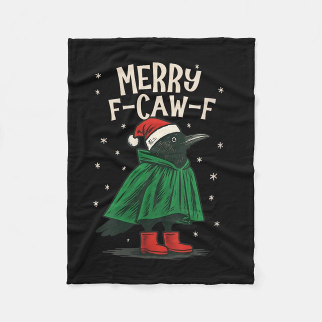 Womens Black Crow F-caw-f Funny Christmas Santa Ha Fleecedecke (Vorderseite)
