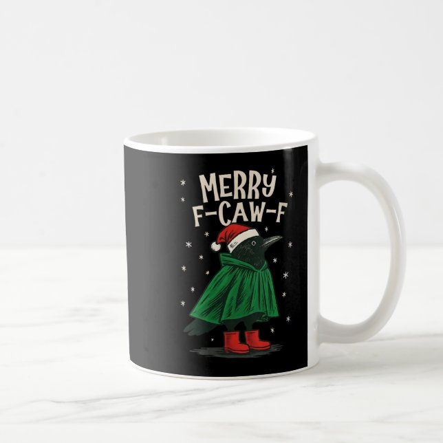 Womens Black Crow F-caw-f Funny Christmas Santa Ha Kaffeetasse (Rechts)