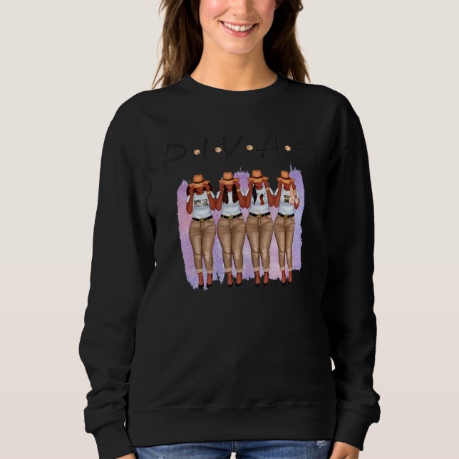 Womens Black Divas Queen Melanin African American  Sweatshirt (Vorderseite)