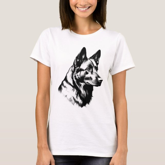 Women's Black German Shepherd Dog Tee (Vorderseite)
