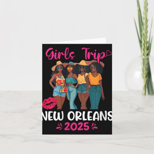 Womens Black Girls Trip New Orleans 2025 Vacation  Karte (Vorderseite)