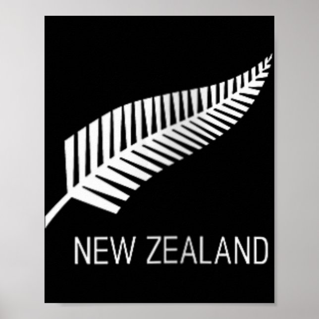 Womens Black New Zealand Fern Shirt Mens Black Pro Poster (Vorne)