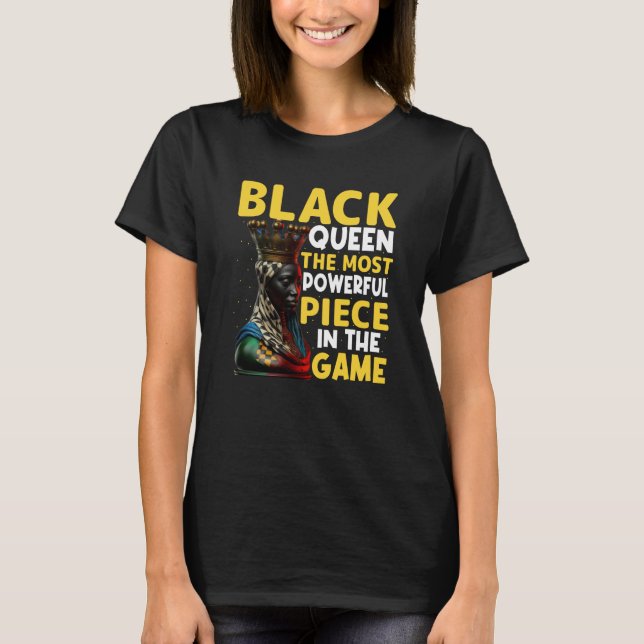Womens Black Queen Most Powerful Chess African Ame T-Shirt (Vorderseite)