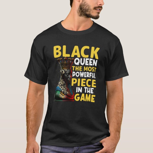 Womens Black Queen Most Powerful Chess African Ame T-Shirt (Vorderseite)