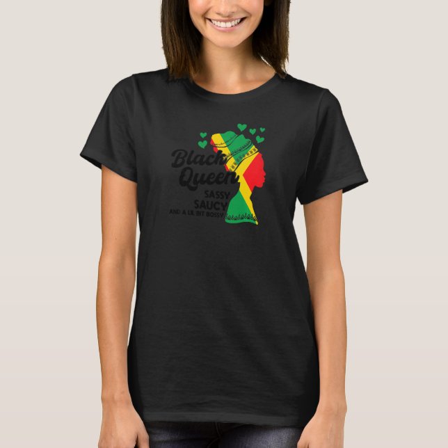 Womens Black Queen Sassy saucy and bossy Black Que T-Shirt (Vorderseite)