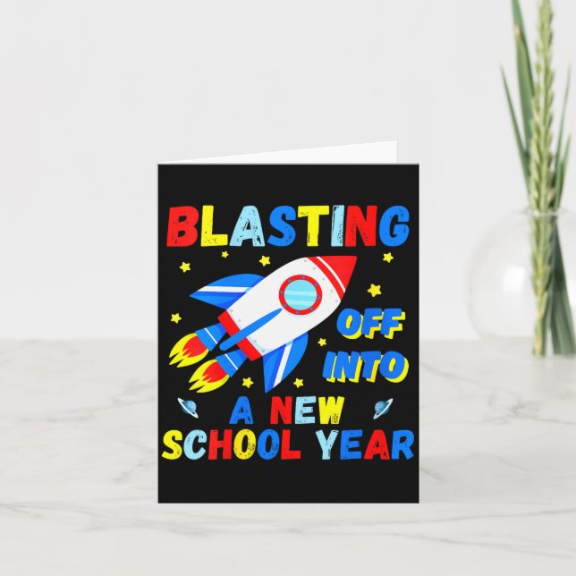 Womens Blasting Off Into A New School Year Cute Ro Karte (Vorderseite)