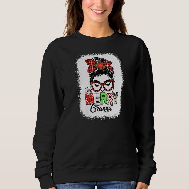 Womens Bleached Red Plaid One Merry Granna Messy B Sweatshirt (Vorderseite)