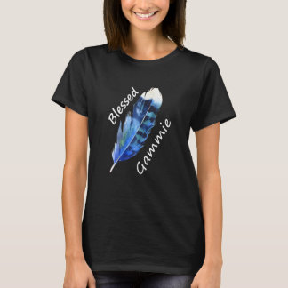 Womens Blessed Gammie Graphic S Letter Feather T-Shirt