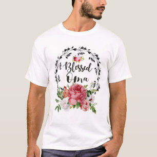 Womens Blessed OMA Cute Flower OMA Gift T-Shirt