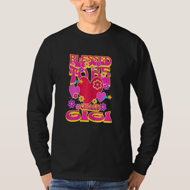 Womens Blessed To Be Called Gigi Heart Groovy Flow T-Shirt (Vorderseite)