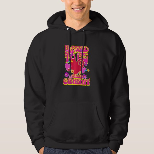 Womens Blessed To Be Called Granny Heart Groovy Fl Hoodie (Vorderseite)