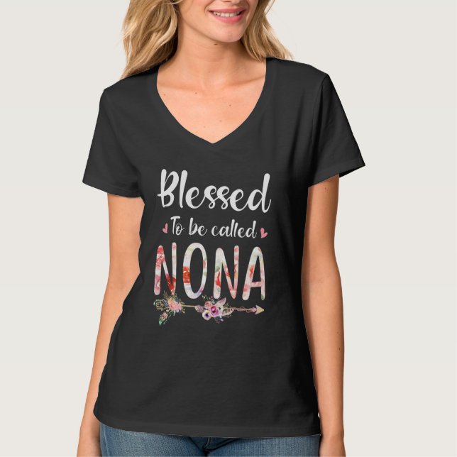 Womens Blessed To Be Called Nona Flower T-Shirt (Vorderseite)