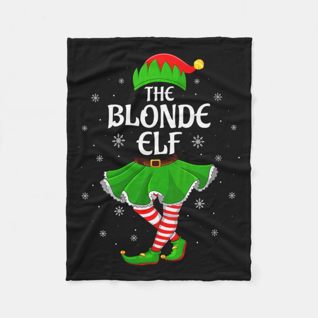 Womens Blonde Elf Christmas Family Girls Women Elf Fleecedecke (Vorderseite)