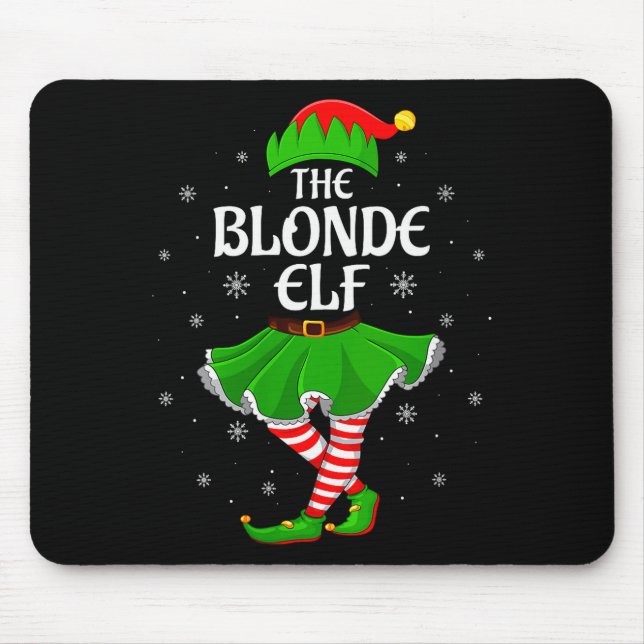 Womens Blonde Elf Christmas Family Girls Women Elf Mousepad (Vorne)