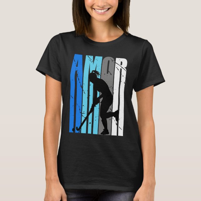Womens Blue Amor Hockey Season Fan Girl College St T-Shirt (Vorderseite)