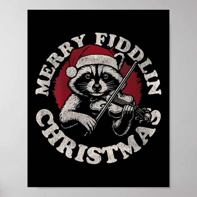 Womens Bluegr Holiday Raccoon Merry Fidding Christ Poster (Vorne)