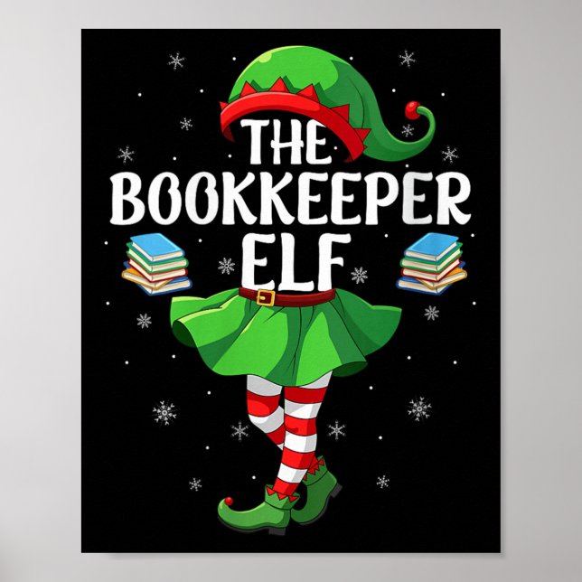 Womens Bookkeeper Elf Christmas Girls Women Elf Sq Poster (Vorne)